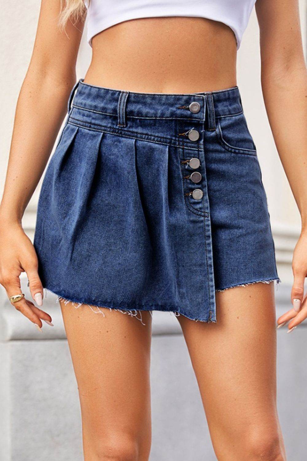 Raw Hem Denim skort - Delanoir