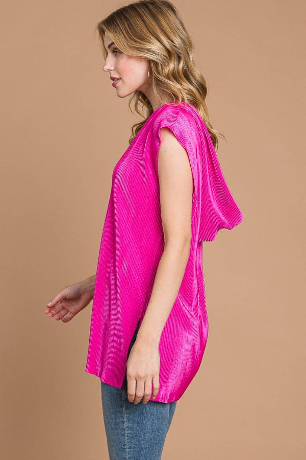 Culture Code Slit Cap Sleeve Hooded Top - Delanoir