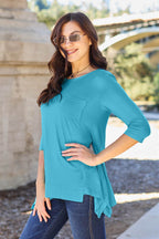 Basic Bae Full Size Round Neck Pocketed T-Shirt - Delanoir
