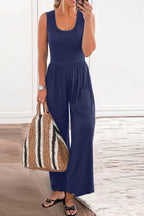 Full Size Scoop Neck Wide Strap Jumpsuit - Delanoir