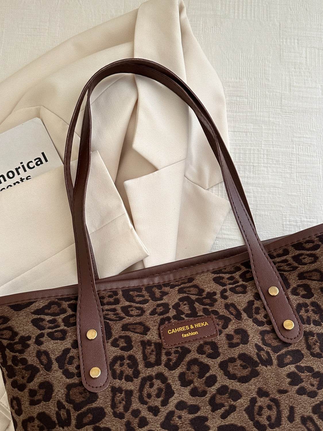 Leopard Polyester Tote Bag - Delanoir