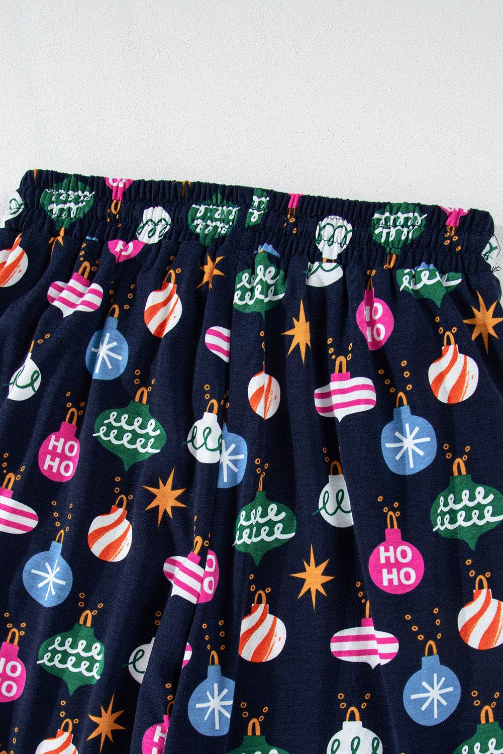 Christmas Lights Print Collared Neck Top and Pants Set - Delanoir