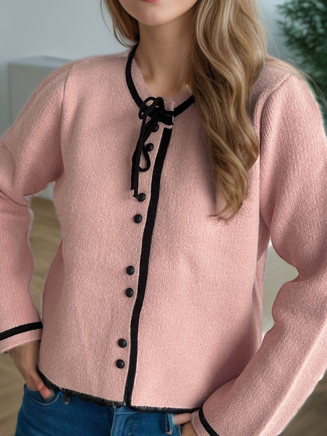 Button Down Long Sleeve Cardigan - Delanoir