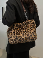 Faux Fur Leopard Shoulder Bag - Delanoir