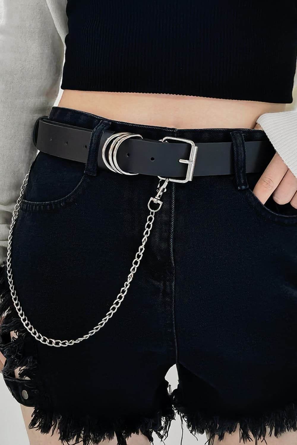 PU Leather Alloy Chain Belt - Delanoir