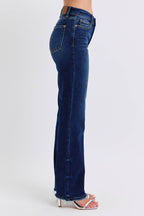 Judy Blue Full Size Raw Hem Straight Leg Jeans - Delanoir
