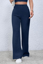 Basic Bae Full Size Ribbed High Waist Flare Pants - Delanoir