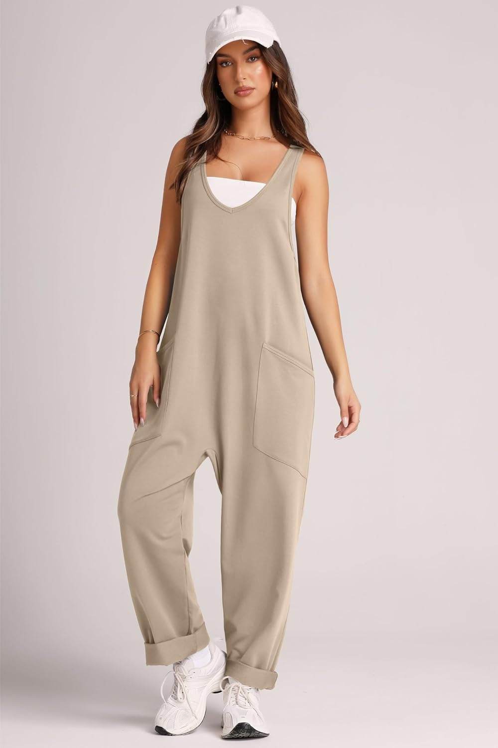 Lovelet Wide Strap Jumpsuit with Pockets - Delanoir