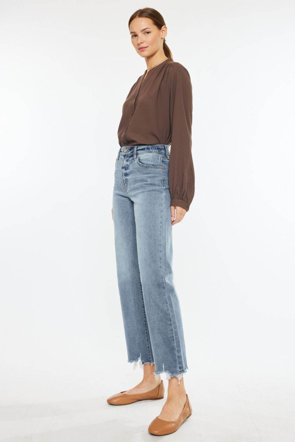 Kancan High Rise Slim Wide Leg Jeans - Delanoir
