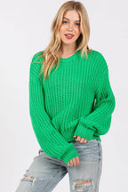 SAGE + FIG Round Neck Drop Shoulder Sweater - Delanoir