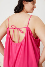 Double Take Full Size Ruffle Trim Tie Back Cami Jumpsuit with Pockets - Delanoir