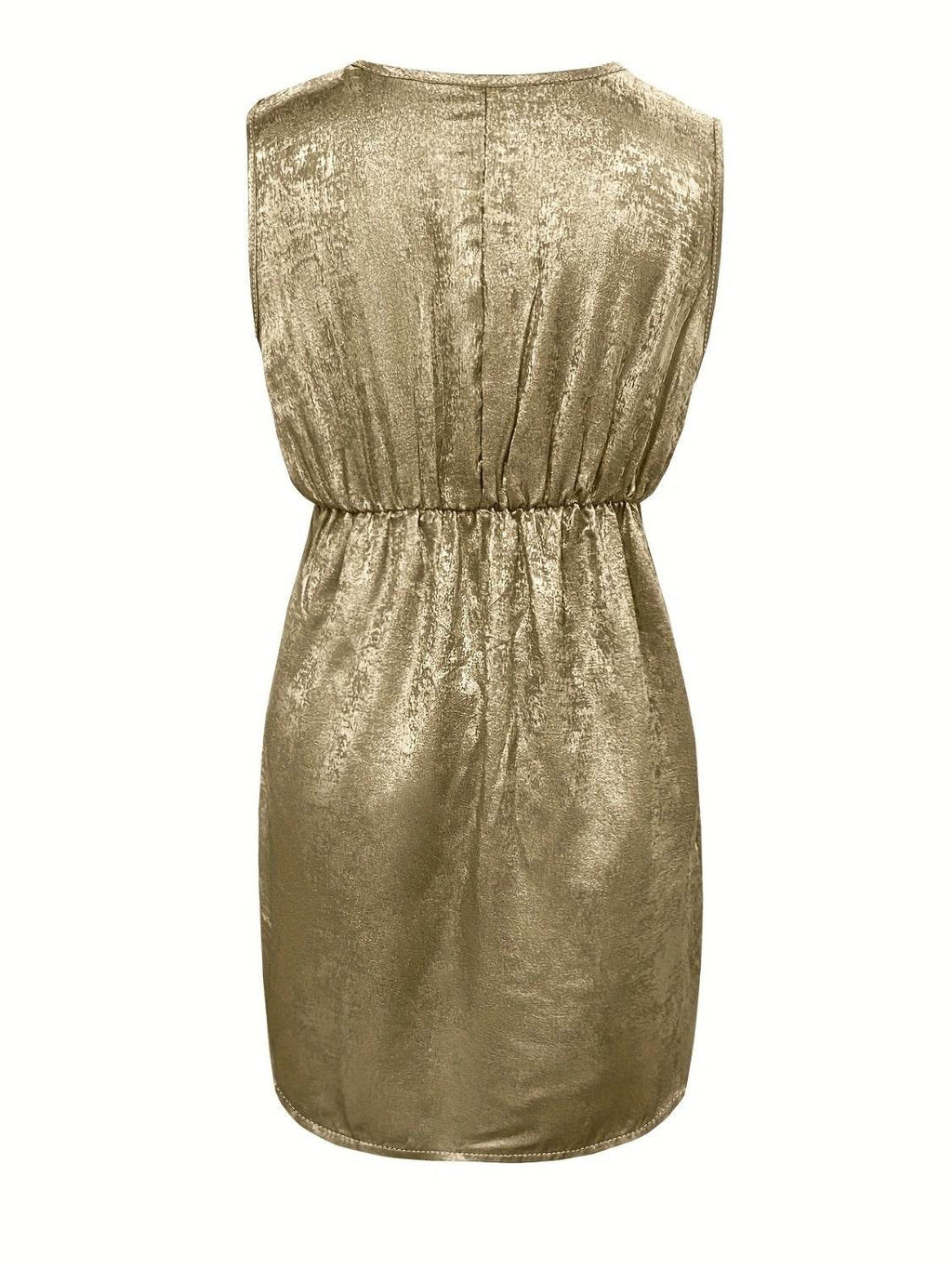 Ruched Surplice Sleeveless Mini Dress - Delanoir