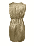 Ruched Surplice Sleeveless Mini Dress - Delanoir