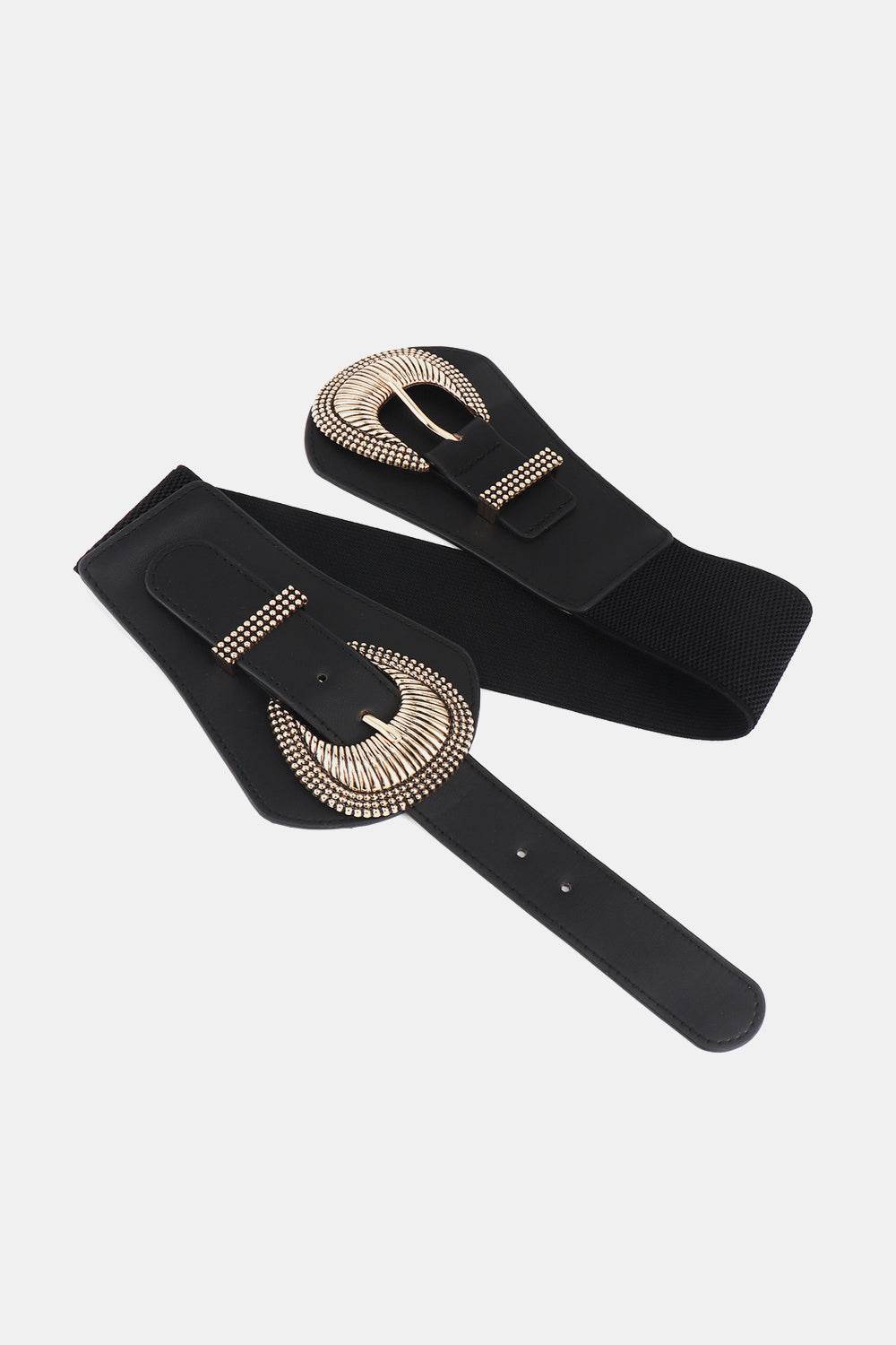 Shell Double Buckle Elastic Wide Belt - Delanoir