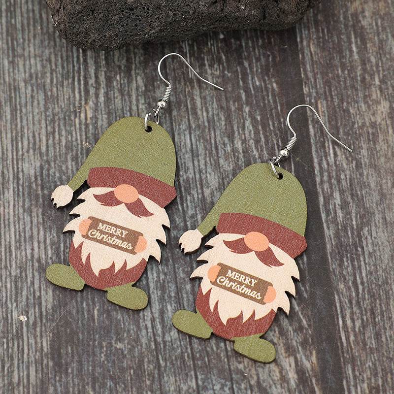 Wooden Gnome Dangle Earrings - Delanoir