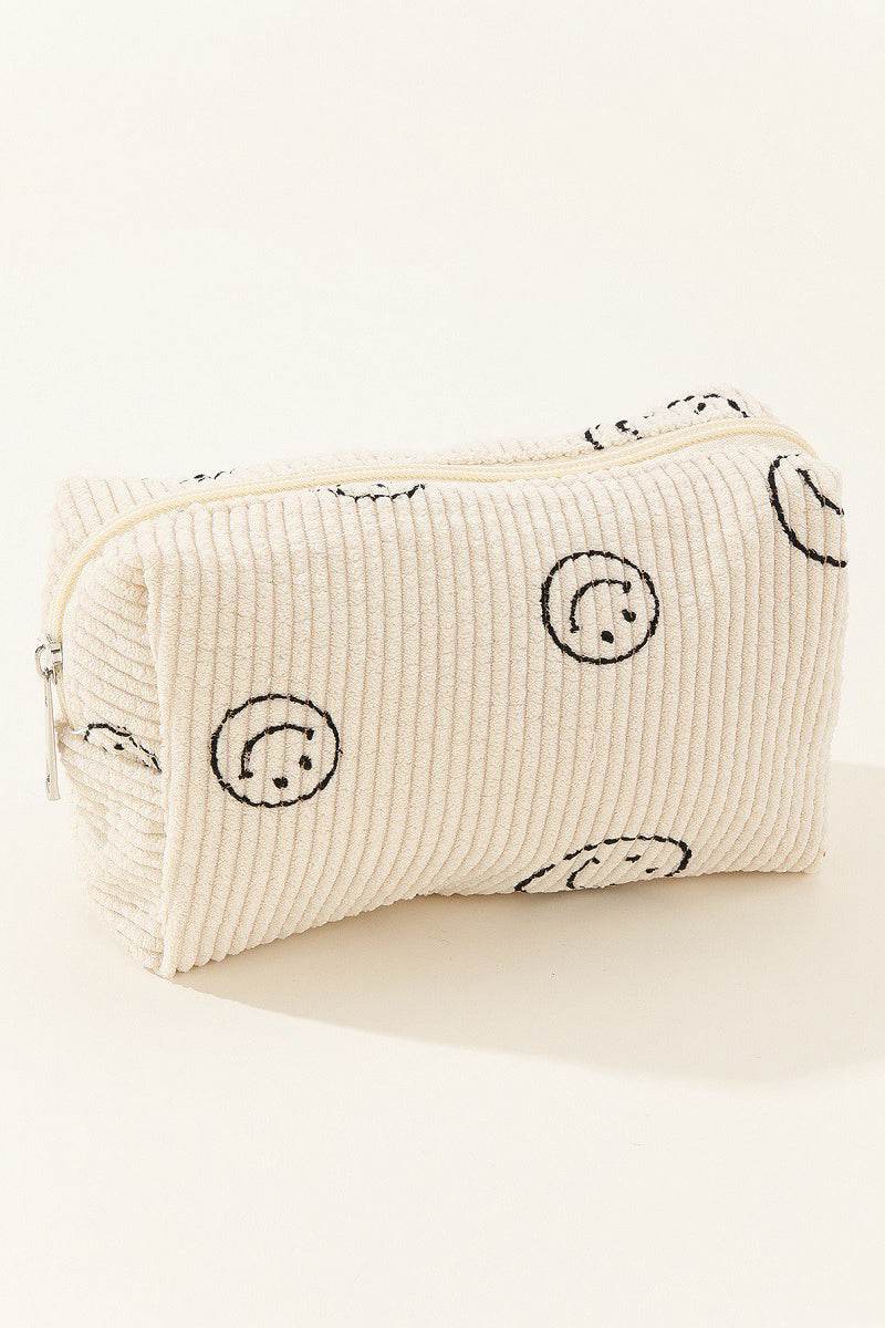 Zenana Smiley Face Corduroy Cosmetic Pouch - Delanoir