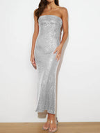 Sequin Cutout Tube Dress - Delanoir
