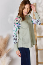 Hailey & Co Full Size Printed Round Neck Blouse - Delanoir