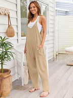 V-Neck Spaghetti Strap Jumpsuit - Delanoir