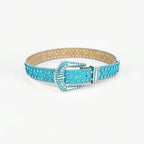 Rhinestone PU Leather Belt - Delanoir