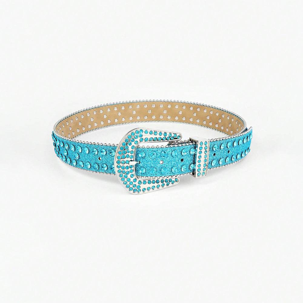 Rhinestone PU Leather Belt - Delanoir