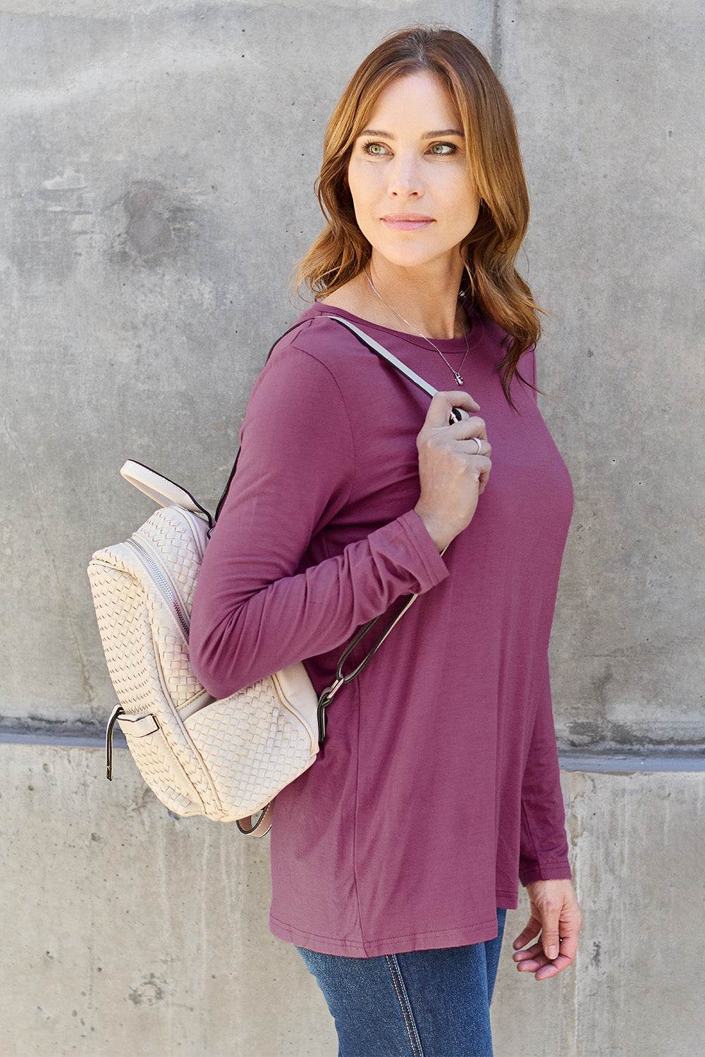 Basic Bae Full Size Round Neck Long Sleeve Top - Delanoir