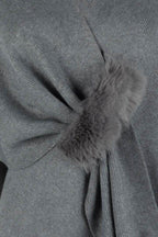 Surplice Neck Pom-Pom Trim Poncho - Delanoir