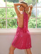 Sequin Halter Neck Mini Dress - Delanoir
