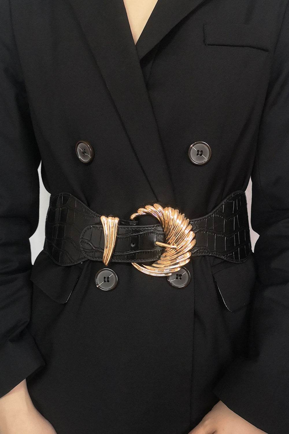 Shell Alloy Buckle Elastic Belt - Delanoir