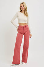 RISEN Full Size High Rise Tummy Control Wide Leg Jeans - Delanoir