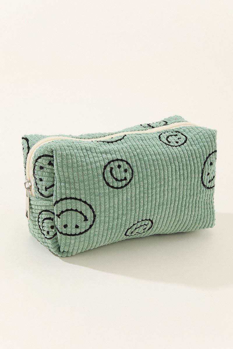 Zenana Smiley Face Corduroy Cosmetic Pouch - Delanoir