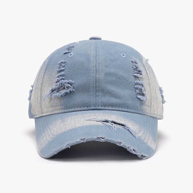 Distressed Adjustable Cotton Baseball Cap - Delanoir