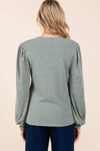 Mittoshop Round Neck Long Sleeve Rib Knit Top - Delanoir