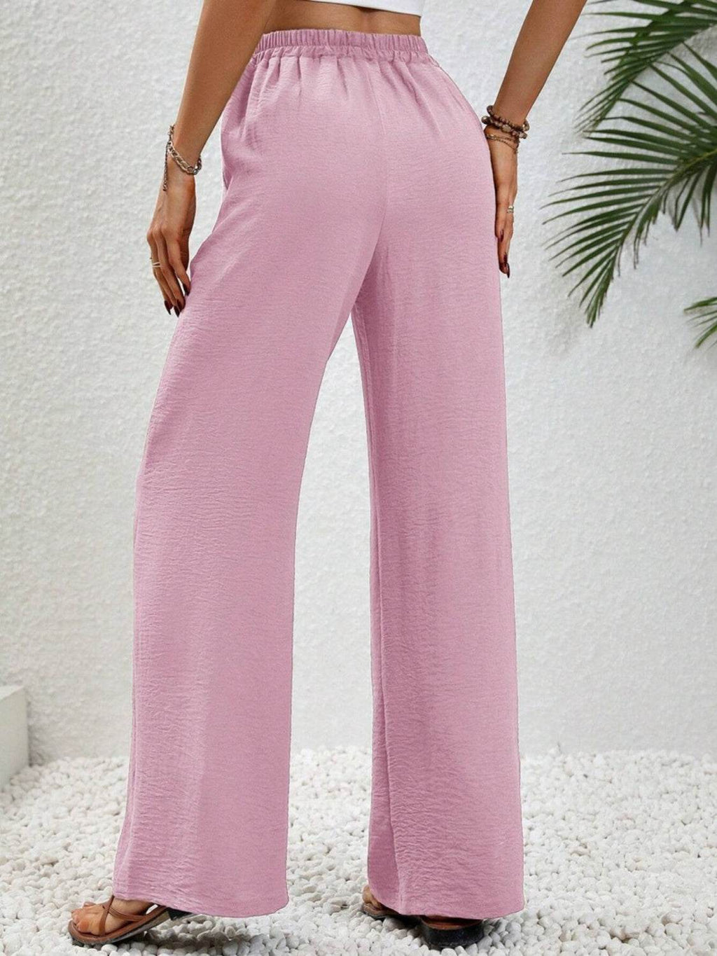 Wide Leg Drawstring Pants - Delanoir