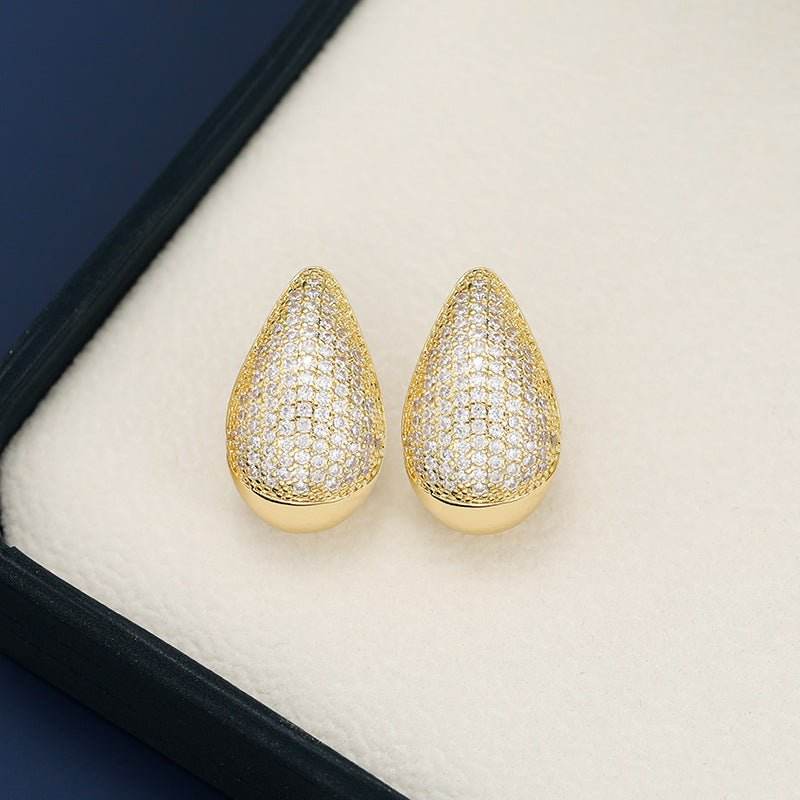 18K Gold-Plated Zircon Teardrop Earring - Delanoir