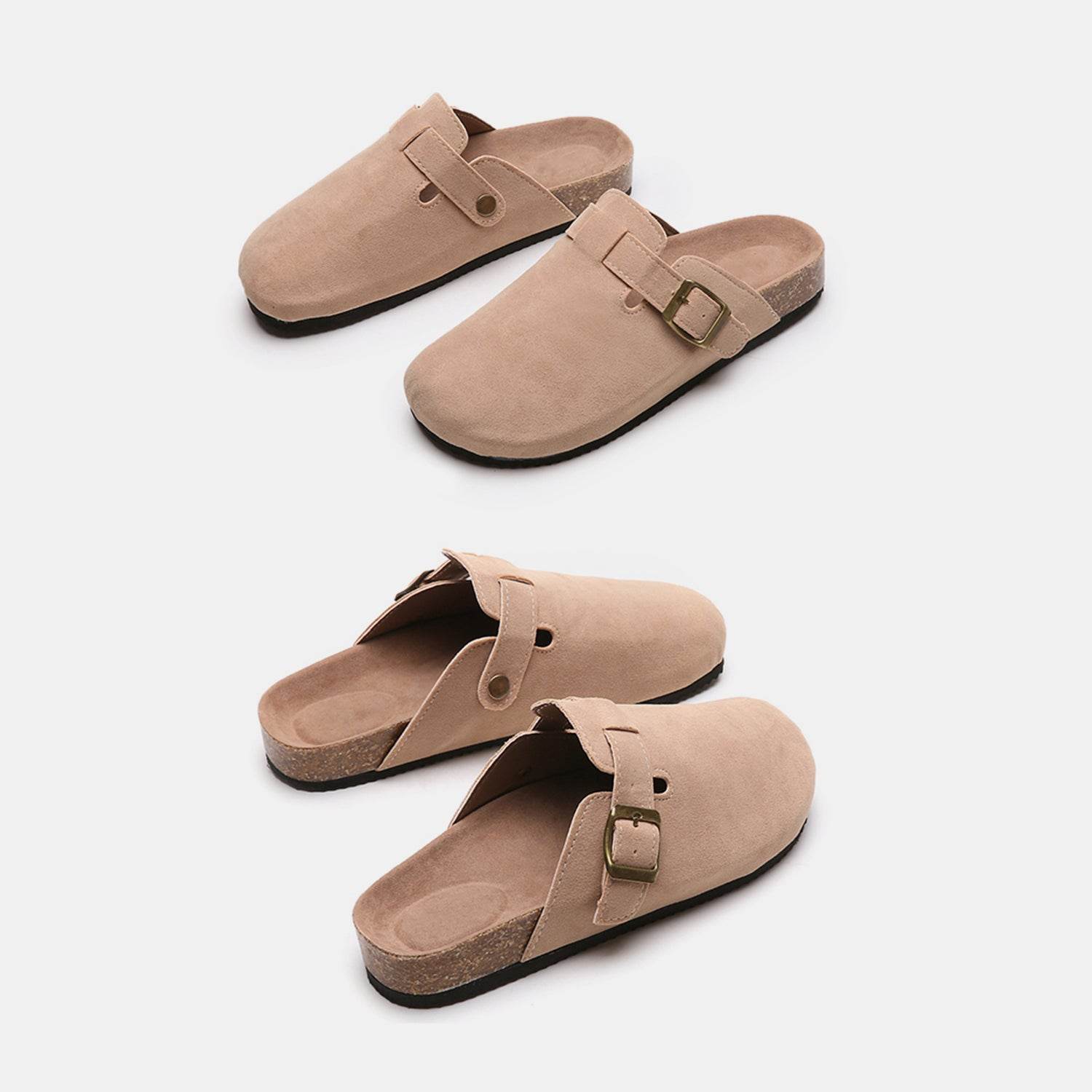Suede Closed Toe Buckle Slide - Delanoir