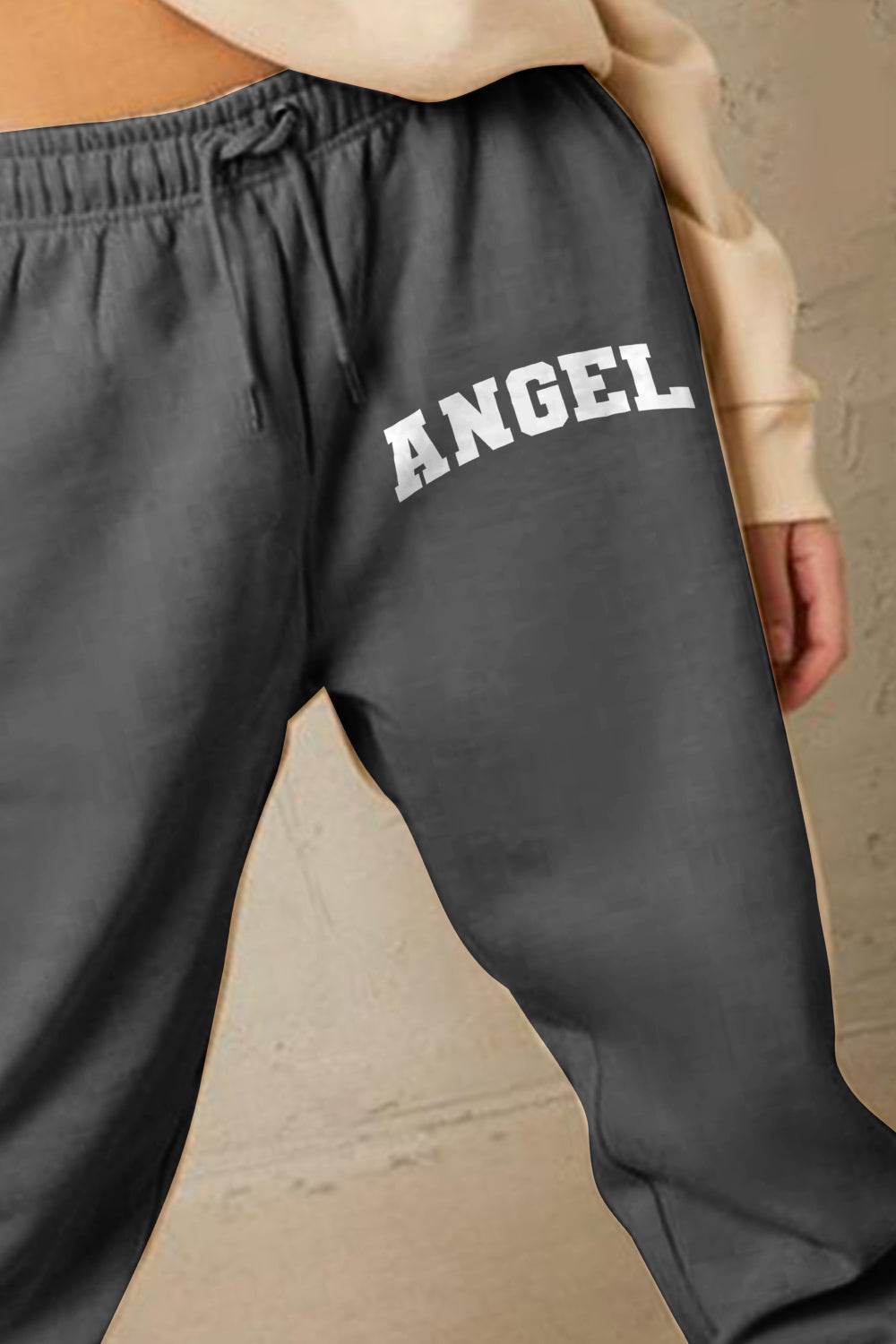 Simply Love Simply Love Full Size Drawstring Angel Graphic Long Sweatpants - Delanoir
