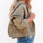 Hooded Dropped Shoulder Denim Jacket - Delanoir