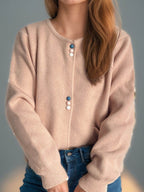 Button Down Long Sleeve Cardigan with Pockets - Delanoir