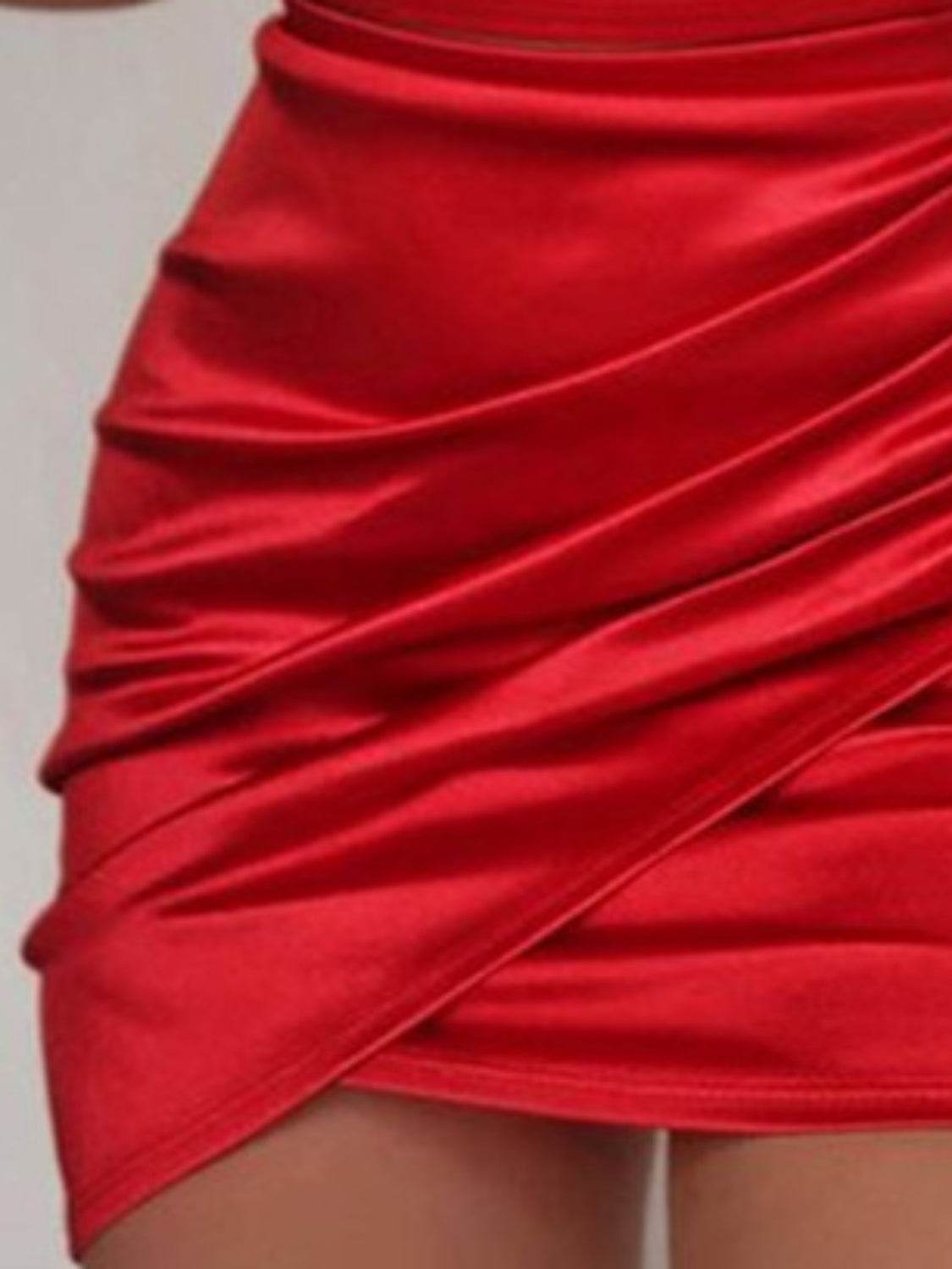 Ruched Spaghetti strap Wrap Dress - Delanoir