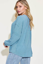 Basic Bae Full Size Ribbed Round Neck Long Sleeve T-Shirt - Delanoir