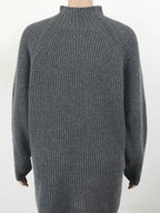 Mock Neck Dropped Shoulder Sweater Dress - Delanoir