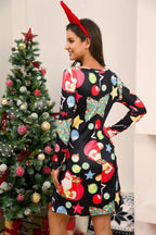Full Size Christmas Long Sleeve Dress - Delanoir