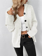 Button-Down Long Sleeve Hooded Sweater - Delanoir