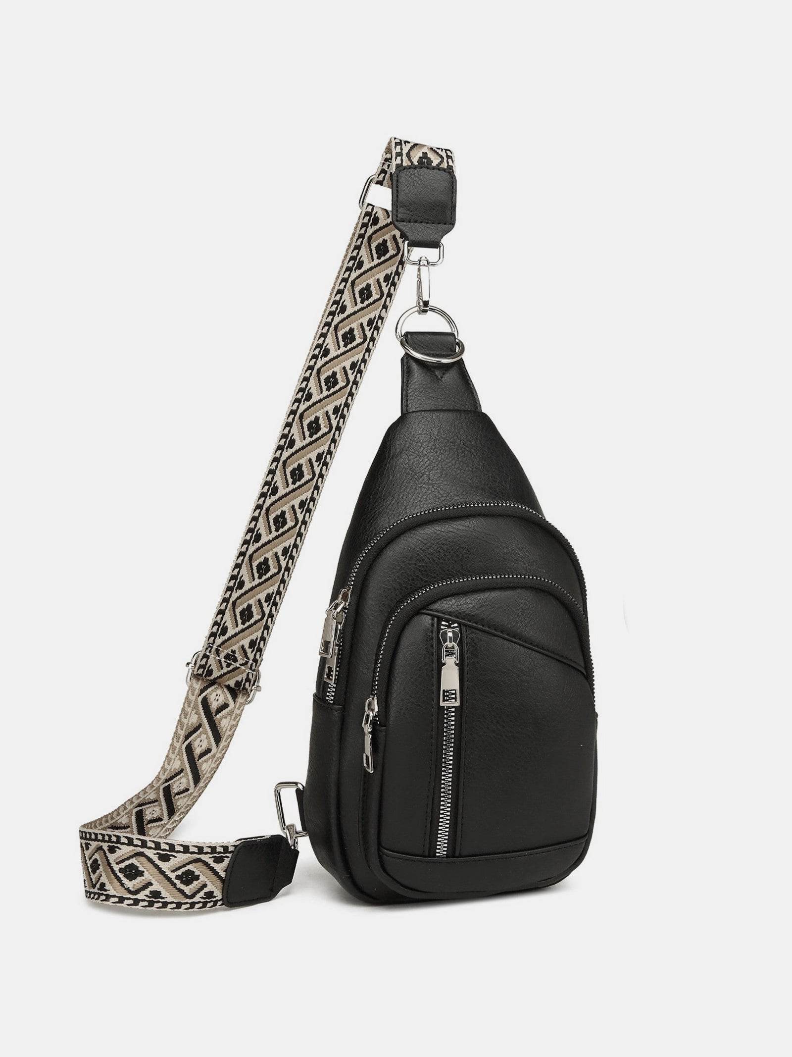 PU Leather Crossbody Bag with Two Detachable Strap - Delanoir