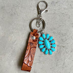 Turquoise Genuine Leather Key Chain - Delanoir