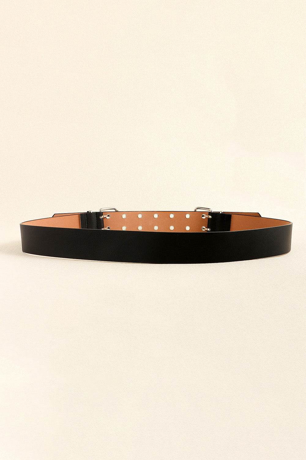 PU Leather Two Row Eyelet Belt - Delanoir