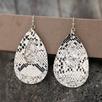 PU Leather Sequin Teardrop Earrings - Delanoir