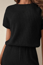 Round Neck Short Sleeve Jumpsuit - Delanoir