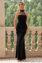 Lace Detail Sleeveless Maxi Dress - Delanoir